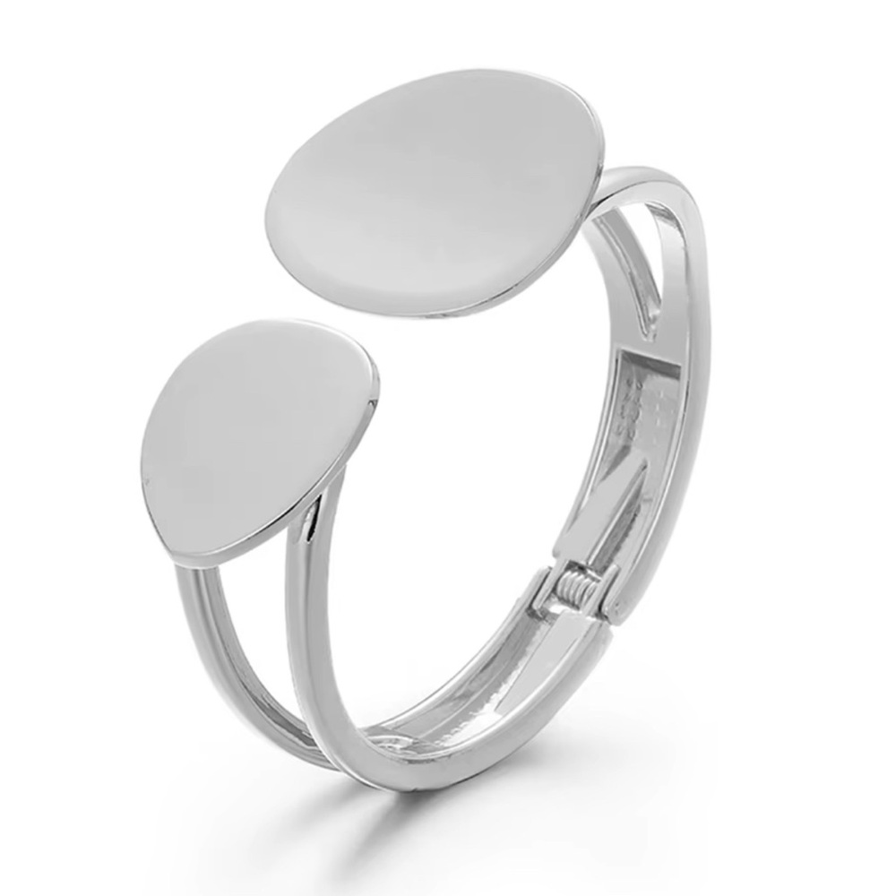 FASHION JEWELRY BRACELET ASYMMETRIC TEAR DROP SHAPE WOMEN SILVER STAINLESS STEEL